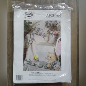 Something Special Afghan Cat and Iris 50546 Cross Stitch Kit 18 Count NIP
